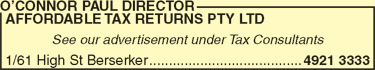 OConnor Paul Director Affordable Tax Returns Pty Ltd - thumb 1