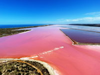 Pink Lake Aerial Flyover from Geraldton - Bundaberg Accommodation