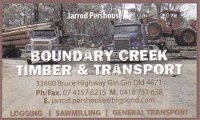Boundary Creek Timber  Transport - DBD