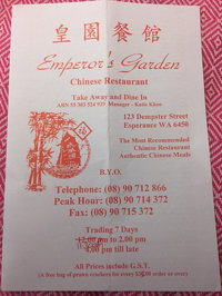 Emperor's Garden Chinese Restaurant - Mount Gambier Accommodation