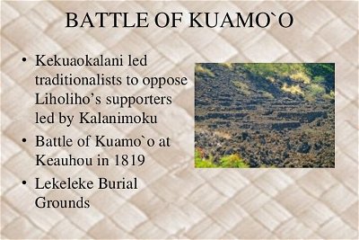 Private Tour - The 1819 Battle of Kuamo'O Battle of Religion